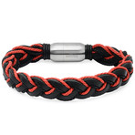 Leather Bracelet with Rope Accent (Red Rope Accent)