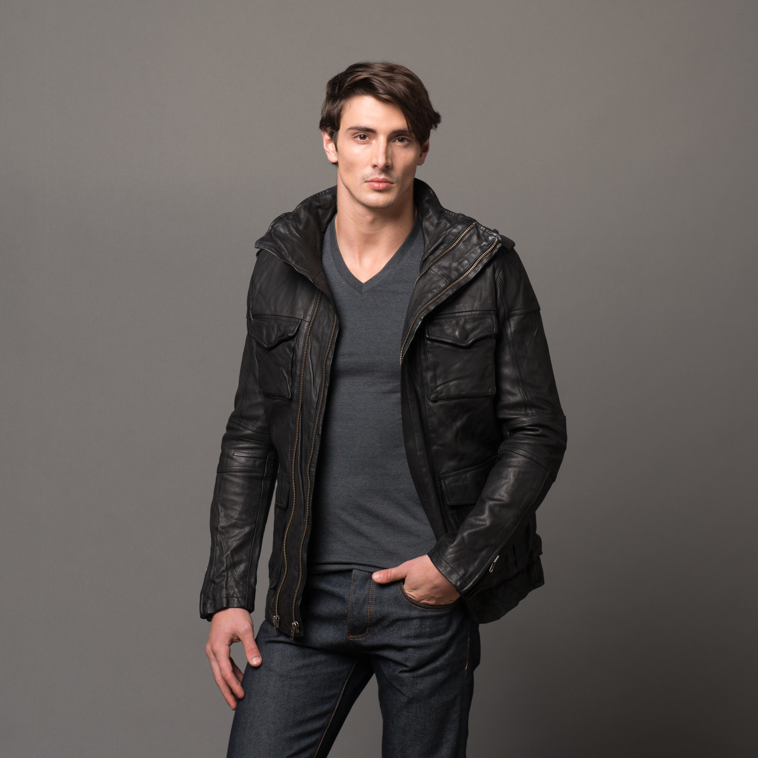 Leroy Leather Utility Jacket (M) - Zachary Prell (Winter