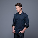 Einstein Button Up // Black + Turquoise (S)