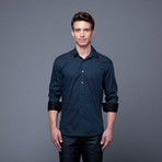 Einstein Button Up // Black + Turquoise (S)