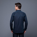 Einstein Button Up // Black + Turquoise (S)