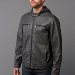 Leather Moto Jacket + Hoodie // Charcoal (S)