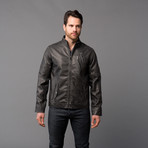 Urban Republic // Two-Tone Leather Biker Jacket // Black (XL)