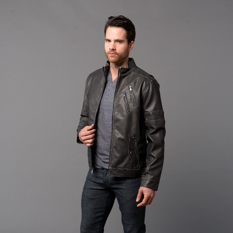 Urban Republic // Two-Tone Leather Biker Jacket // Black (S)