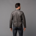 Urban Republic // Two-Tone Leather Biker Jacket // Charcoal (S)