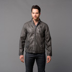 Urban Republic // Two-Tone Leather Biker Jacket // Charcoal (S)