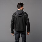 Leather Moto Jacket + Hoodie // Black (S)