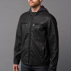 Leather Moto Jacket + Hoodie // Black (S)