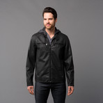 Leather Moto Jacket + Hoodie // Black (S)