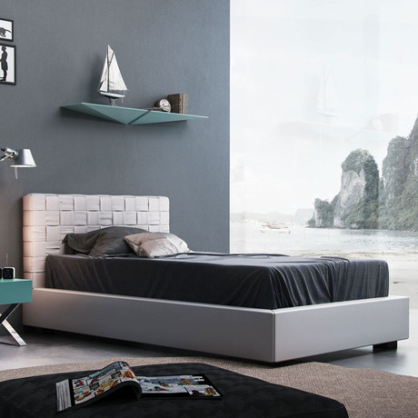 Madison Bed // Dove Gray Leather (Twin: 85"L x 49"W x 35"H)