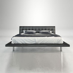 Howard Bed // Jet Black Leather (Eastern King: 97"L x 94"W x 40"H)