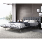 Howard Bed // Jet Black Leather (Eastern King: 97"L x 94"W x 40"H)