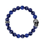 Lapis Bead Bracelet + Skull