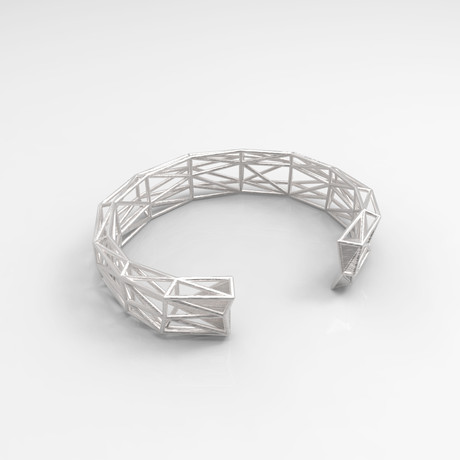 Thin Truss Cuff // Raw Silver (Small)