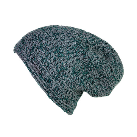 The Beeskie Slouchy Beanie // Grey & Emerald Marl