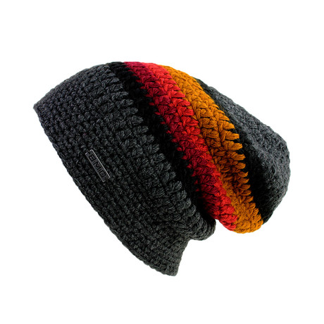 The Gloze Slouchy Beanie // Charcoal & Black & Yellow & Orange & Port