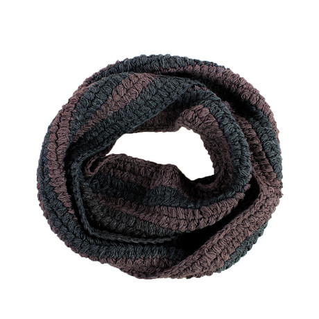 The Black Rose Infinity Scarf // Charcoal & Brown Stripe