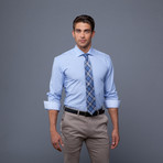 London Collection // Blue Stripe + Navy Blue Plaid Tie (L 16-16.5/34-35)