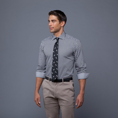London Collection // Black White Check + Black Dice Tie (S 14.5/32-33)
