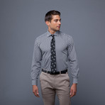 London Collection // Black White Check + Black Dice Tie (XL 17-17.5/35-36)