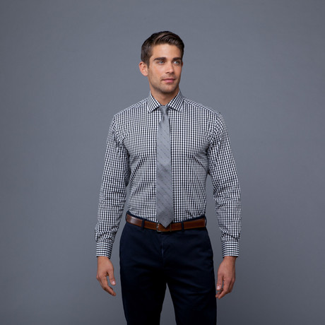 London Collection // Black White Check + Grey 8 Ball Tie (S 14.5/32-33)