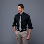 London Collection // Black Solid + Black Polka Dot Tie (M 15.5/34-35)