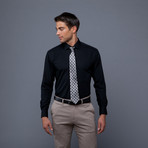 London Collection // Black Solid + Black Polka Dot Tie (M 15.5/34-35)