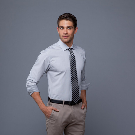 London Collection // Black Micro Check + Black Stripe Tie (S 14.5/32-33)