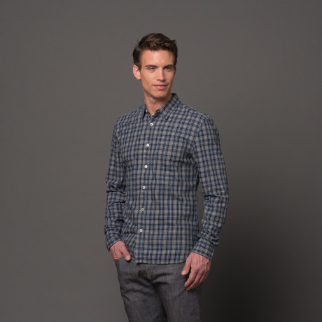 Slim French Seam Button Up // Grey Navy Plaid (S)