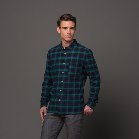 Slim French Seam Button Up // Forest Blue (S)