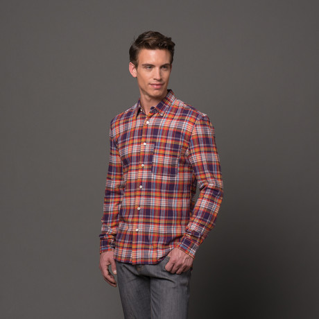 Slim French Seam Button Up // Peached Multicolor (S)