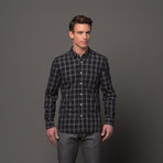 Slim French Seam Button Up // Charcoal Plum Plaid (S)