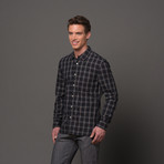 Slim French Seam Button Up // Charcoal Plum Plaid (S)