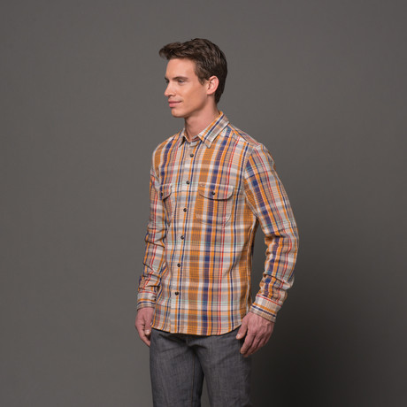 Casual Flap Button Up // Amber Flannel (2XL)