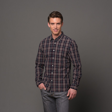 Slim French Seam Button Up // Red Tartan (M)