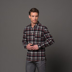 Slim French Seam Button Up // Peached Night Plaid (XL)