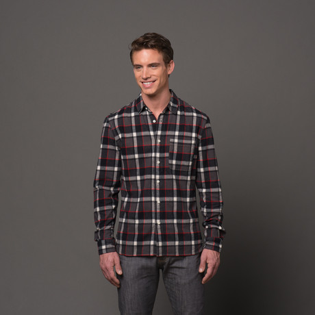 Slim French Seam Button Up // Peached Night Plaid (S)