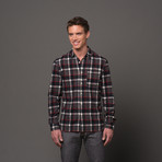 Slim French Seam Button Up // Peached Night Plaid (XL)