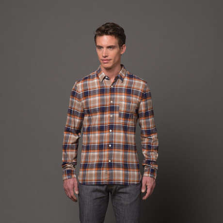 Slim French Seam Button Up // Brown Plaid (S)