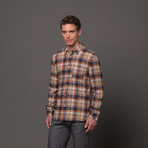 Slim French Seam Button Up // Brown Plaid (L)