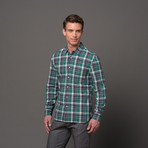 Slim French Seam Short Sleeve // Emerald Plaid (L)