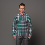 Slim French Seam Short Sleeve // Emerald Plaid (L)