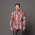 Casual Flap Button Up // Orange Flannel (S)