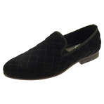 Brushed Velvet Quilted Loafer // Black (US: 9.5)