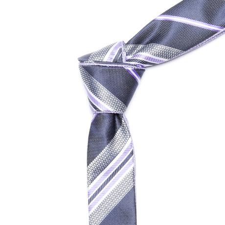 Navy + Purple Striped Tie