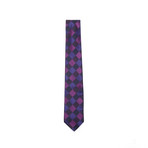 Silver + Purple Checkered Tie