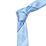 Grey + Light Blue Striped Tie