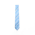 Grey + Light Blue Striped Tie