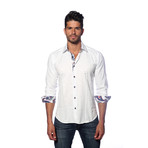 Thomas Button Up Shirt // White Jacquard (L)