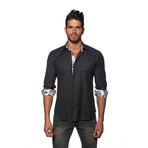 Thomas Button Up Shirt // Black Jacquards (XL)